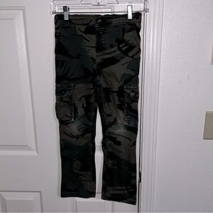 Wrangler Size 7 Regular Boys Green Cargo Camouflage Pants EUC